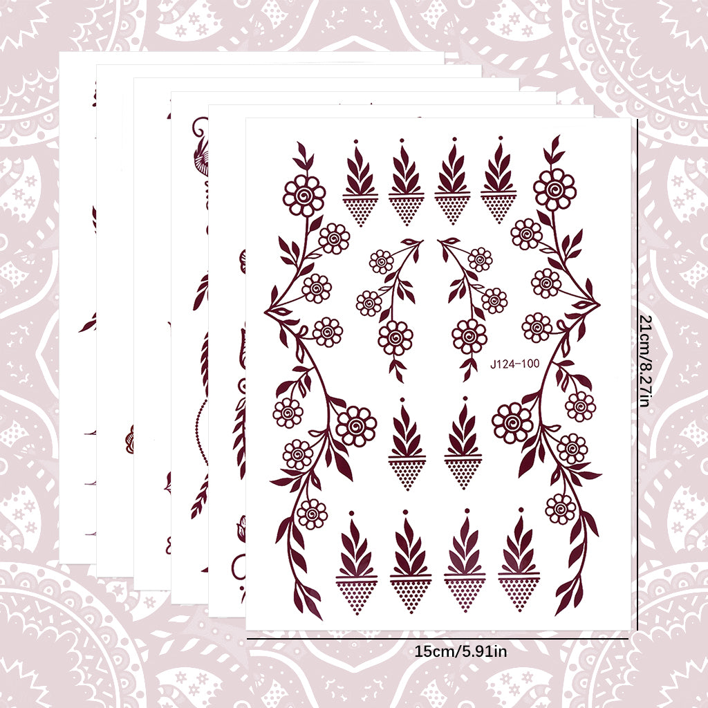MAYCREATE 6 Sheet Henna Tattoo Stickers Assorted Floral Henna Patterns Tattoo Stickers Waterproof Henna Tattoo Stickers for Arm, Hands, Feet Temporary Henna Tattoos Stickers MAYCREATE 6 Sheet Henna Tattoo Stickers Assorted Floral Henna Patterns Tattoo Stickers Waterproof Henna Tattoo Stickers for Arm, Hands, Feet Temporary Henna Tattoos Stickers